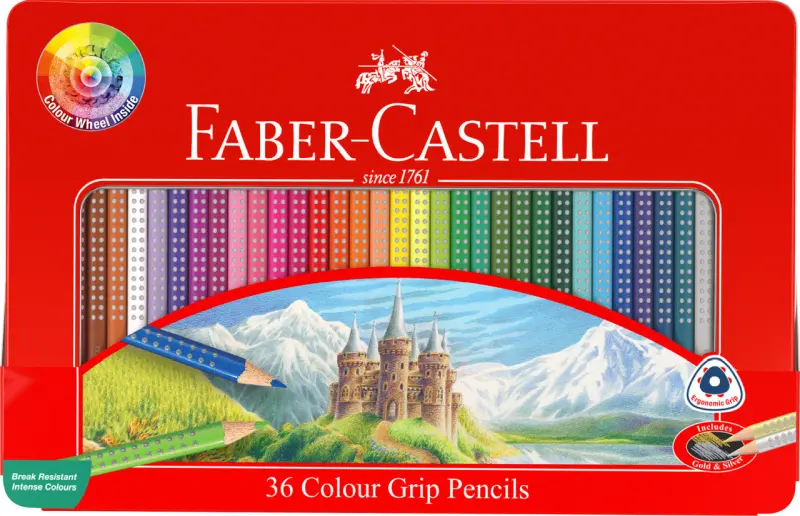 Faber-Castell Grip Colour Pencils Tin of 36